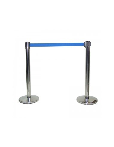 Poste separador inox con cinta azul de 2 metros