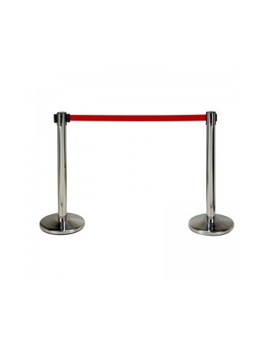 Poste separador inox con cinta roja de 2 metros
